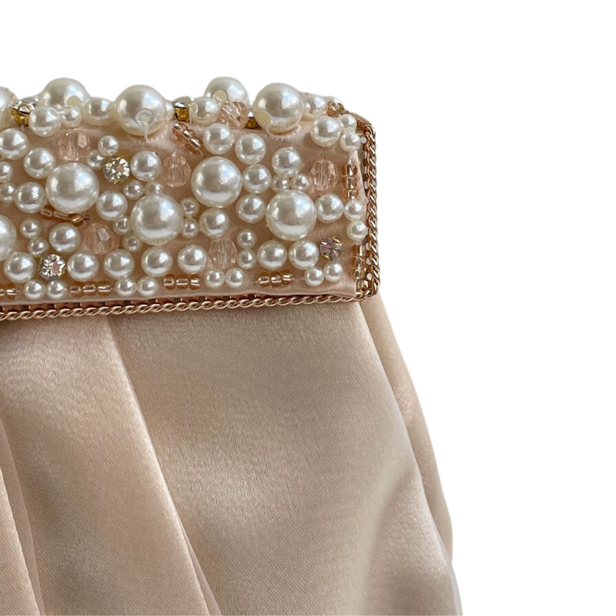 Bolsa de Festa Clutch Tecido Perolas Nude
