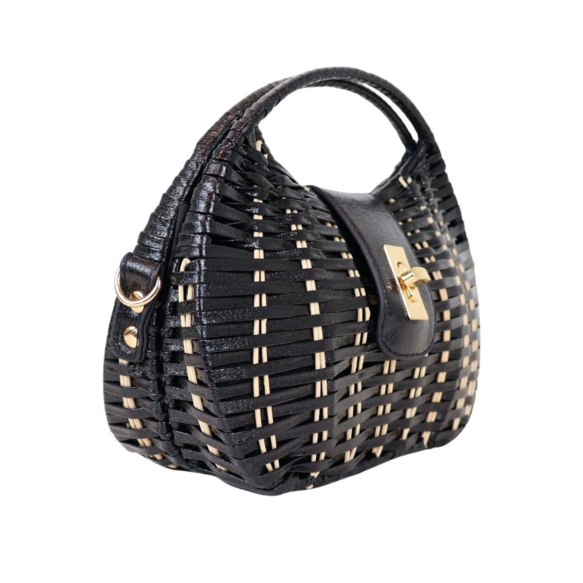 Bolsa de Mão Cesto em Vime Preta