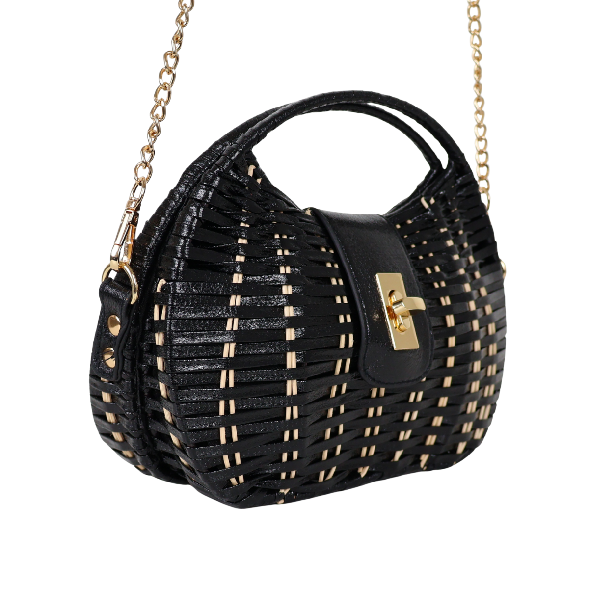 Bolsa de Mão Cesto em Vime Preta