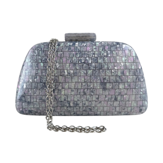 Bolsa de Festa Clutch Acrílico Perolada Cinza Claro
