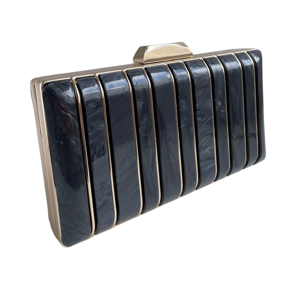 Bolsa de Festa Clutch Acrílico e Metal Preta