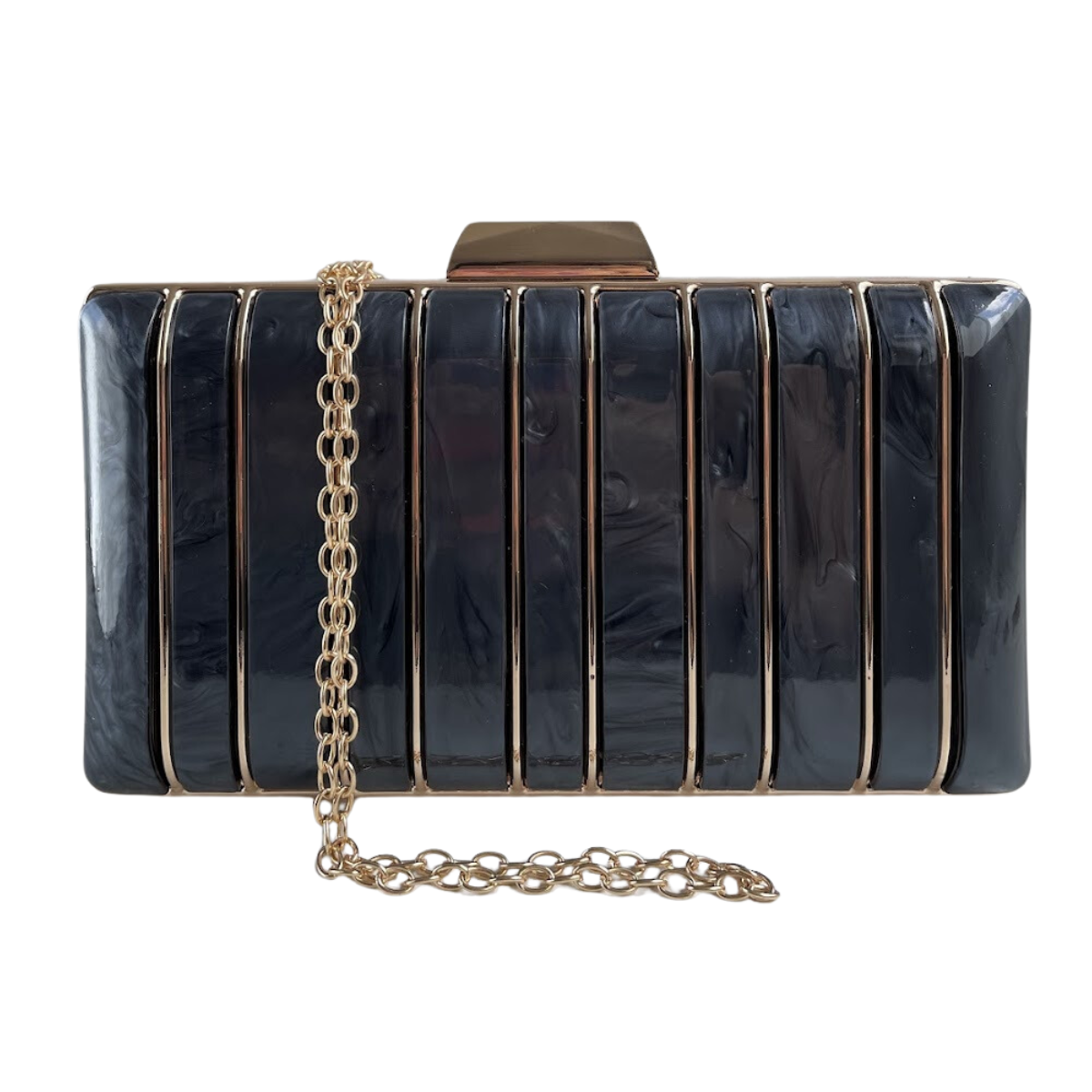 Bolsa de Festa Clutch Acrílico e Metal Preta