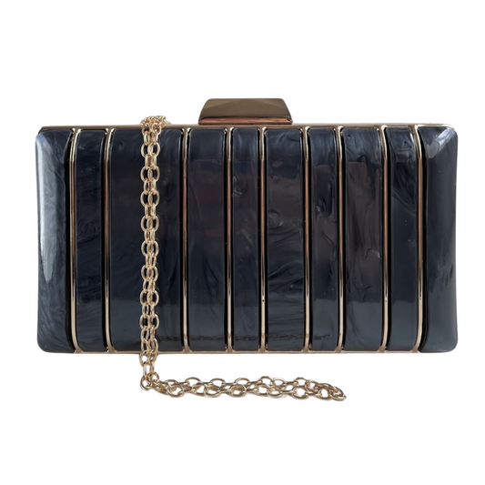 Bolsa de Festa Clutch Acrílico e Metal Preta