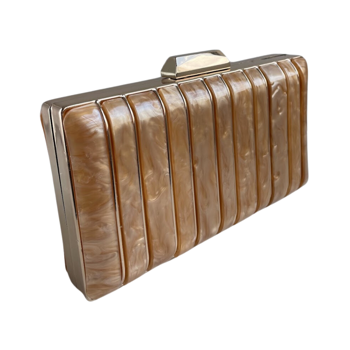 Bolsa de Festa Clutch Acrílico e Metal Marrom