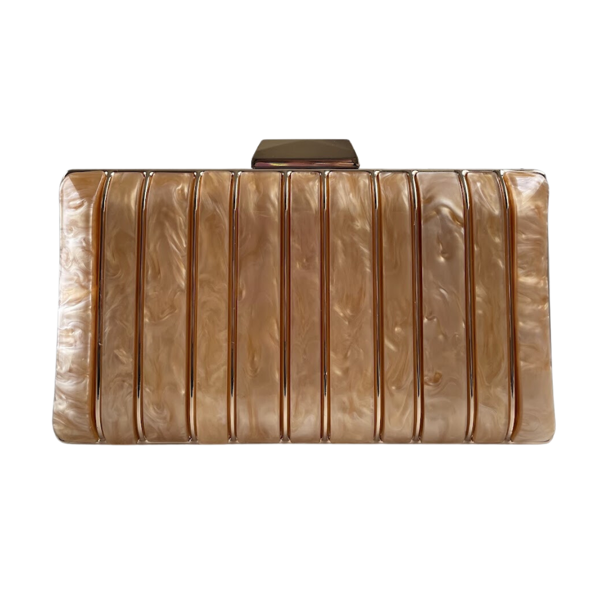 Bolsa de Festa Clutch Acrílico e Metal Marrom