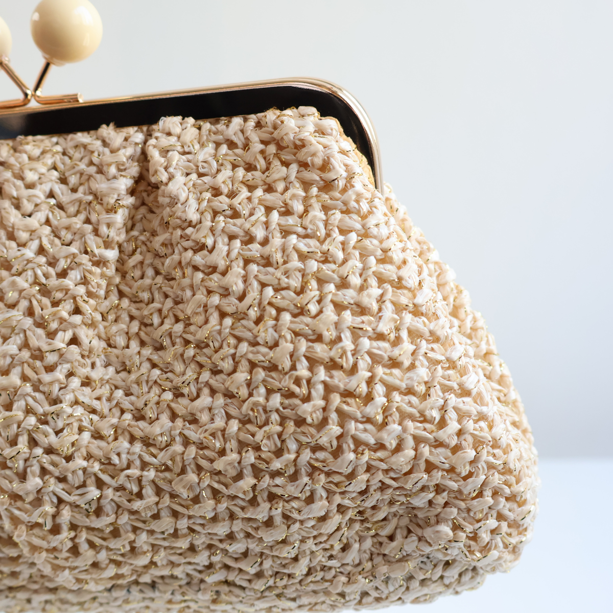 Bolsa Pouch Festa Clutch Palha Bege Claro