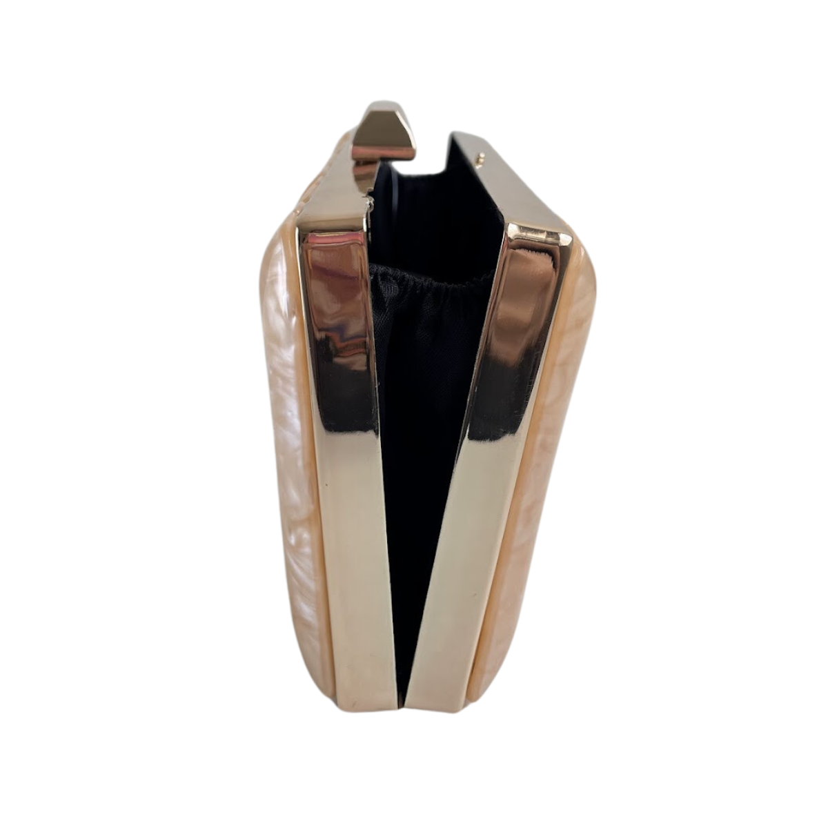 Bolsa de Festa Clutch Acrílico e Metal Bege