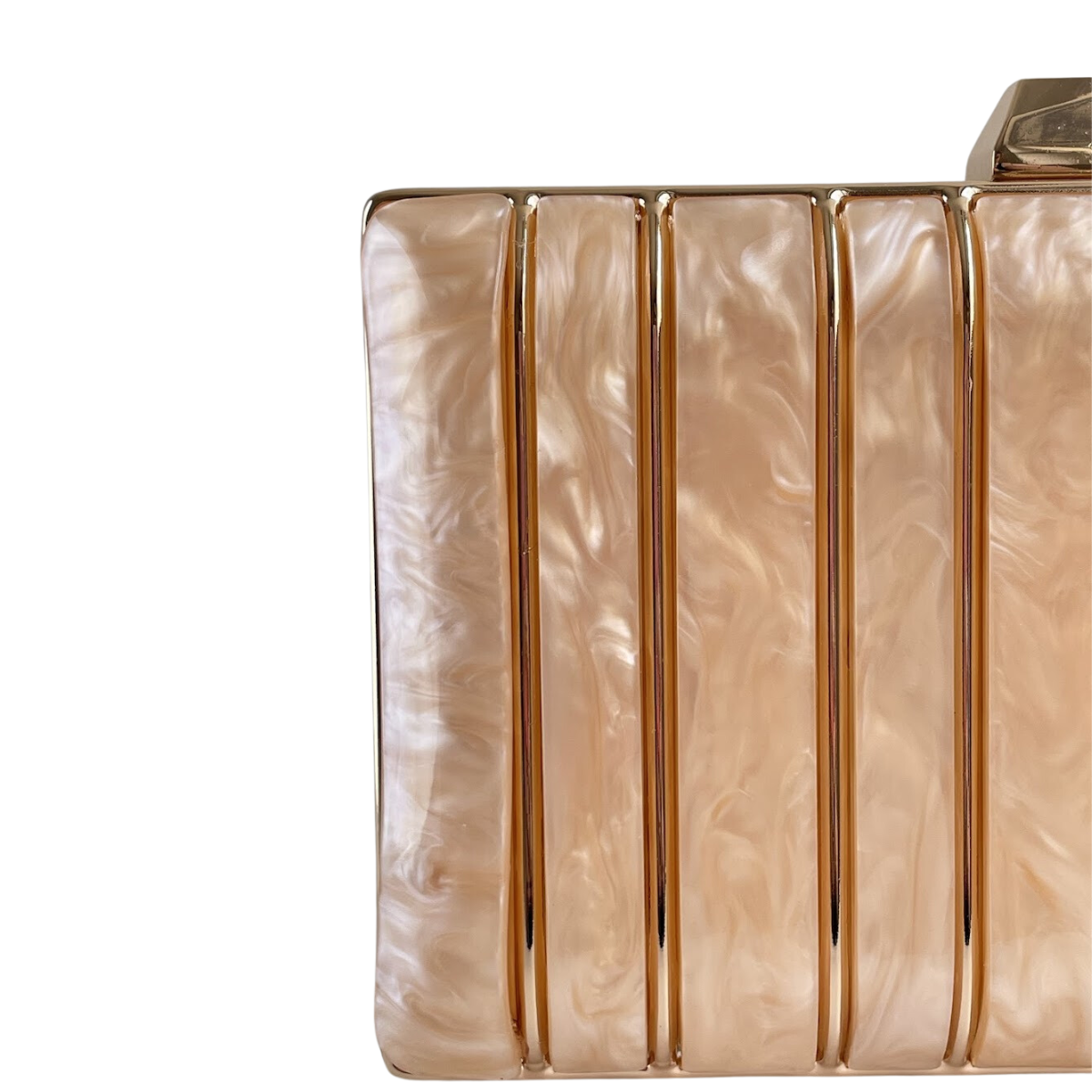 Bolsa de Festa Clutch Acrílico e Metal Bege