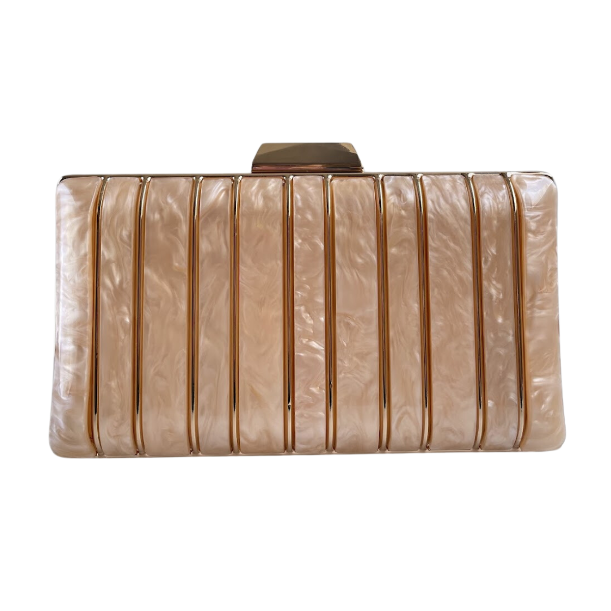 Bolsa de Festa Clutch Acrílico e Metal Bege