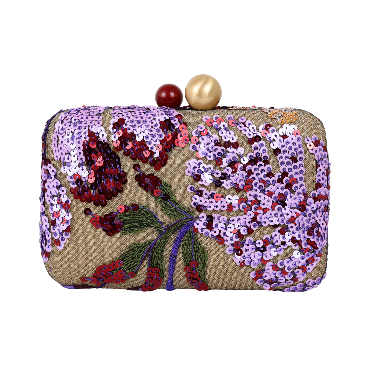 Bolsa Clutch Festa Bordada Flores Roxa