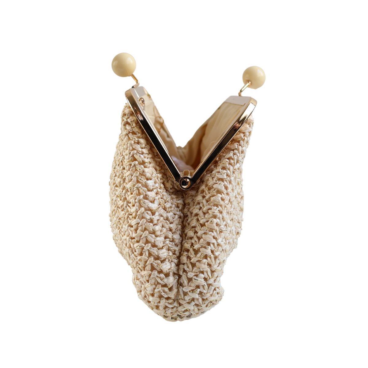 Bolsa Pouch Festa Clutch Palha Bege Claro