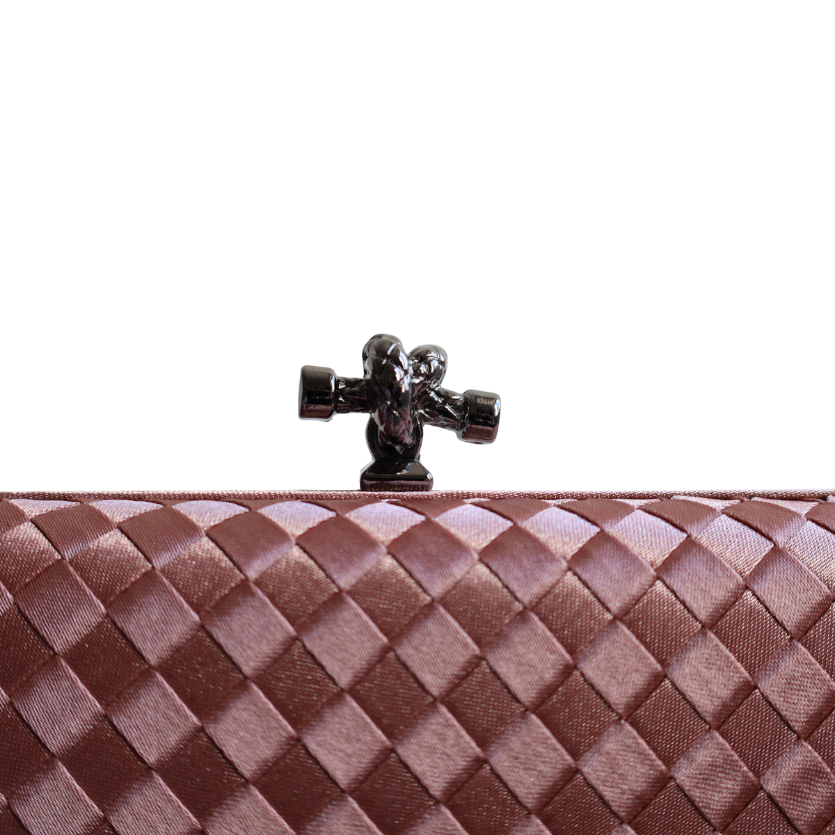 Clutch Tressê Cetim Inspired Pequena Bege Bronze