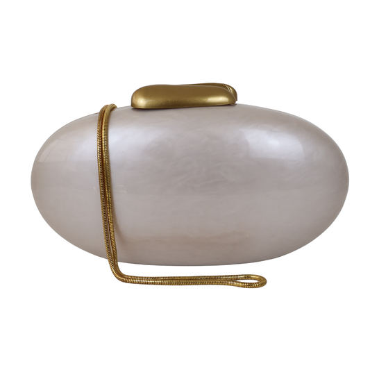 Bolsa Clutch Festa Acrílico Oval Bege Nude