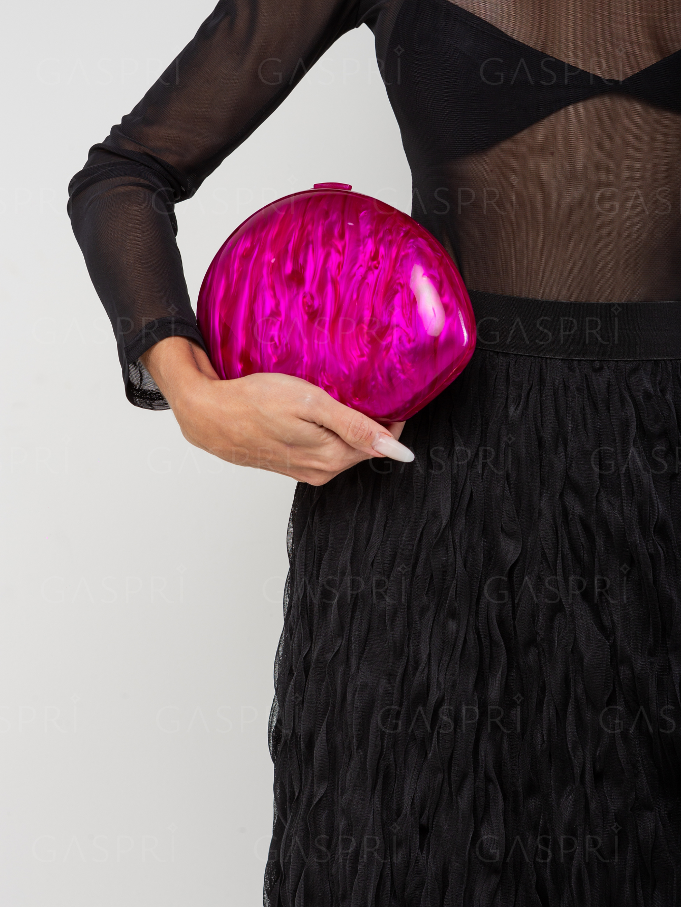 Bolsa Clutch Festa Acrílico Oval Fúcsia