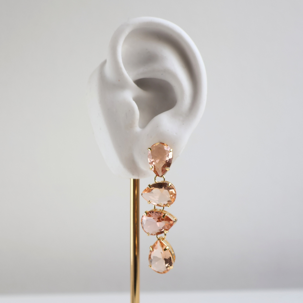 Brinco Dourado e Cristal Champagne - Semijoia