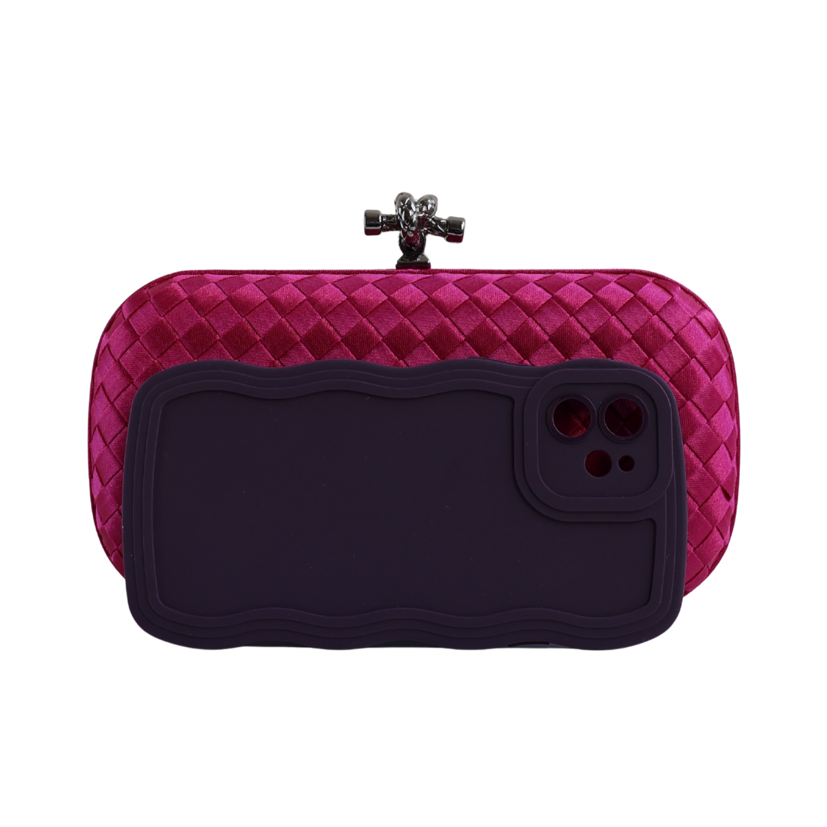 Clutch Tressê Cetim Inspired Pequena Fúcsia