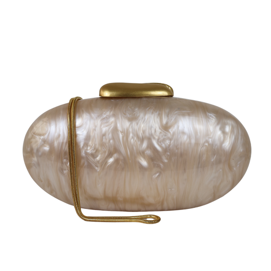 Bolsa Clutch Festa Acrílico Oval Bege