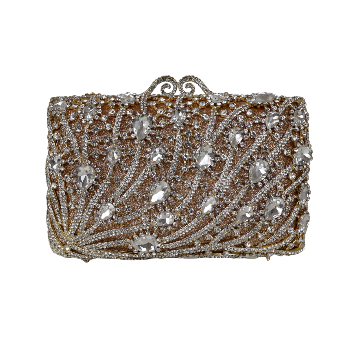 Bolsa Festa Clutch Pedraria Strass Dourada