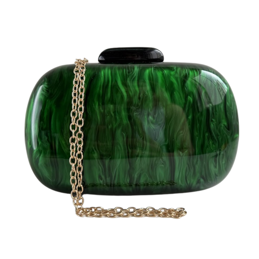 Bolsa Clutch Festa Acrílico Oval Verde Escuro