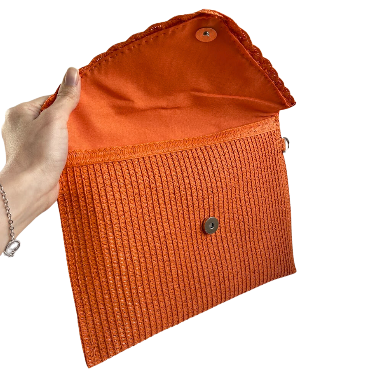 Bolsa Carteira Envelope Palha Laranja
