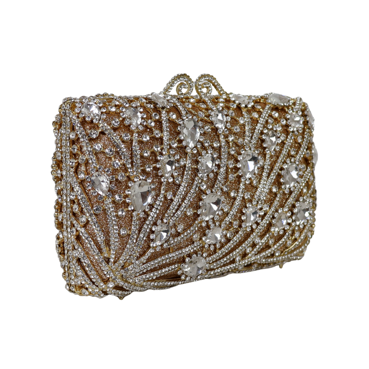 Bolsa Festa Clutch Pedraria Strass Dourada