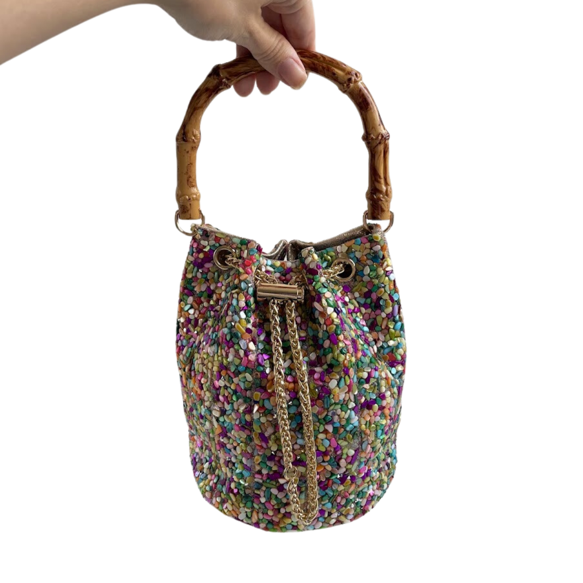 Bolsa Festa Clutch Pouch Pedraria Colorida