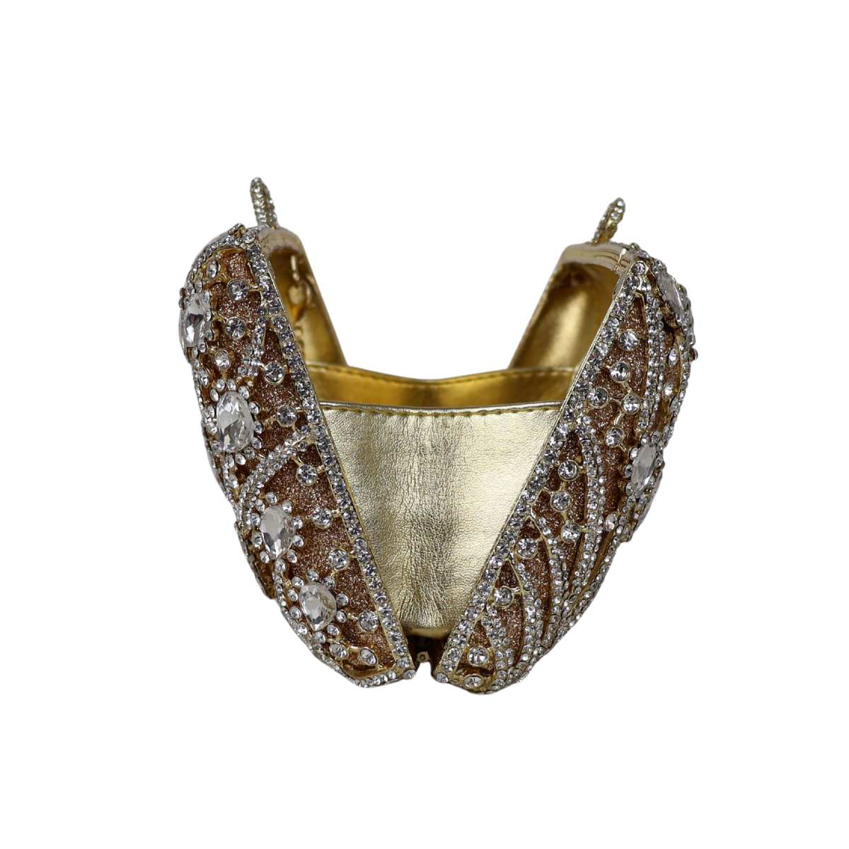 Bolsa Festa Clutch Pedraria Strass Dourada