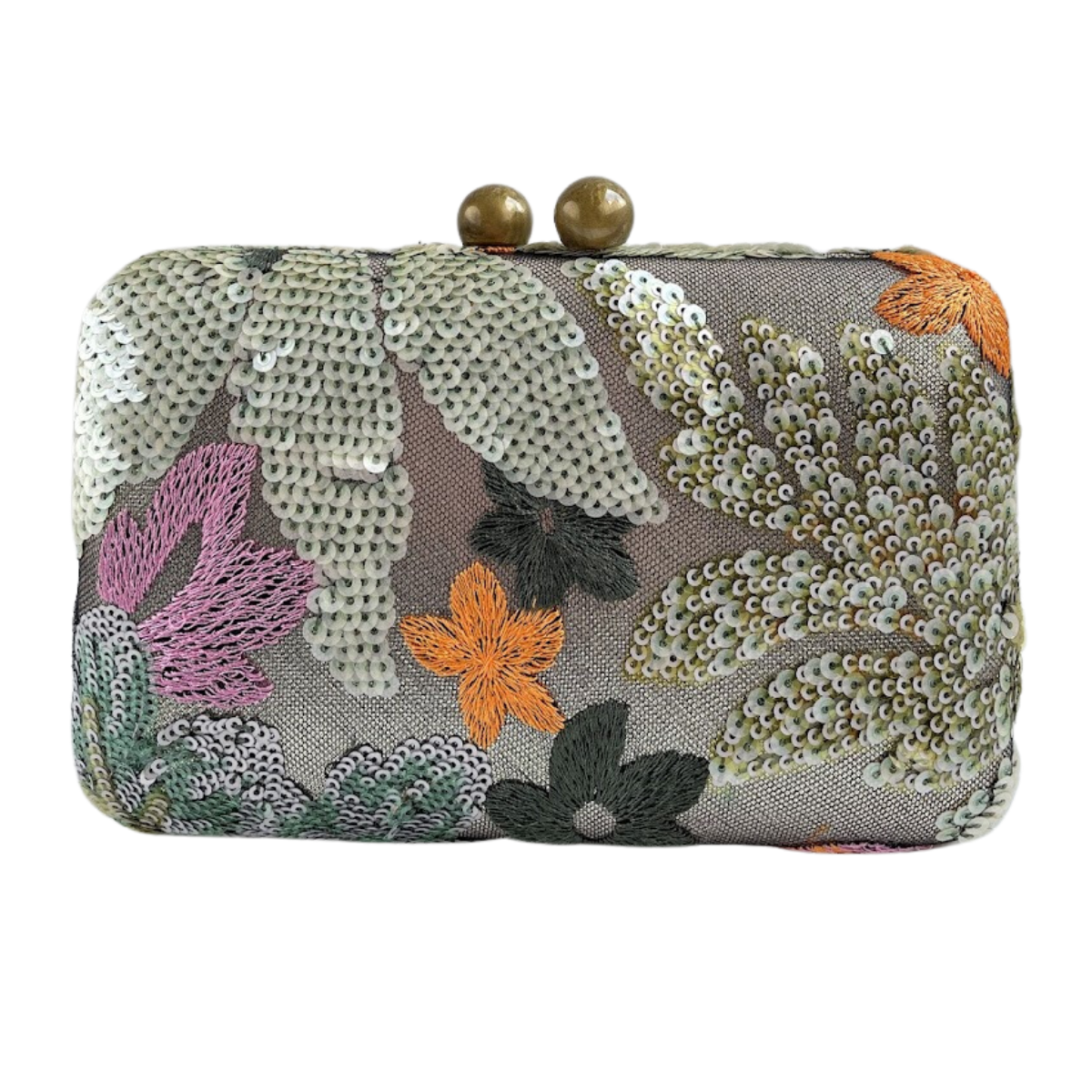 Bolsa Clutch Festa Bordada Flores Verde Claro
