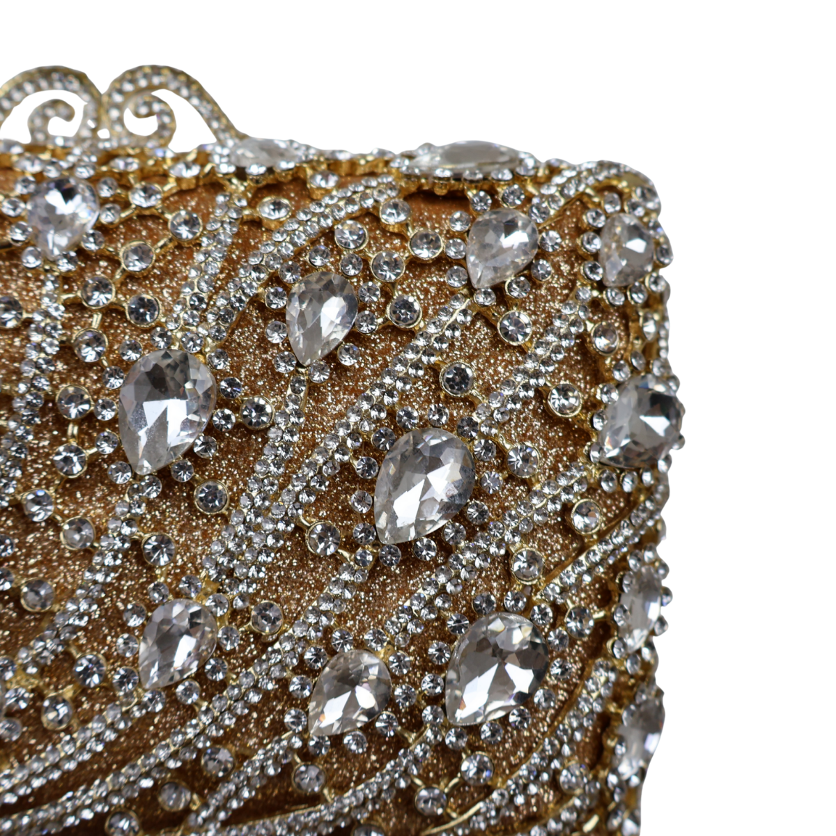 Bolsa Festa Clutch Pedraria Strass Dourada
