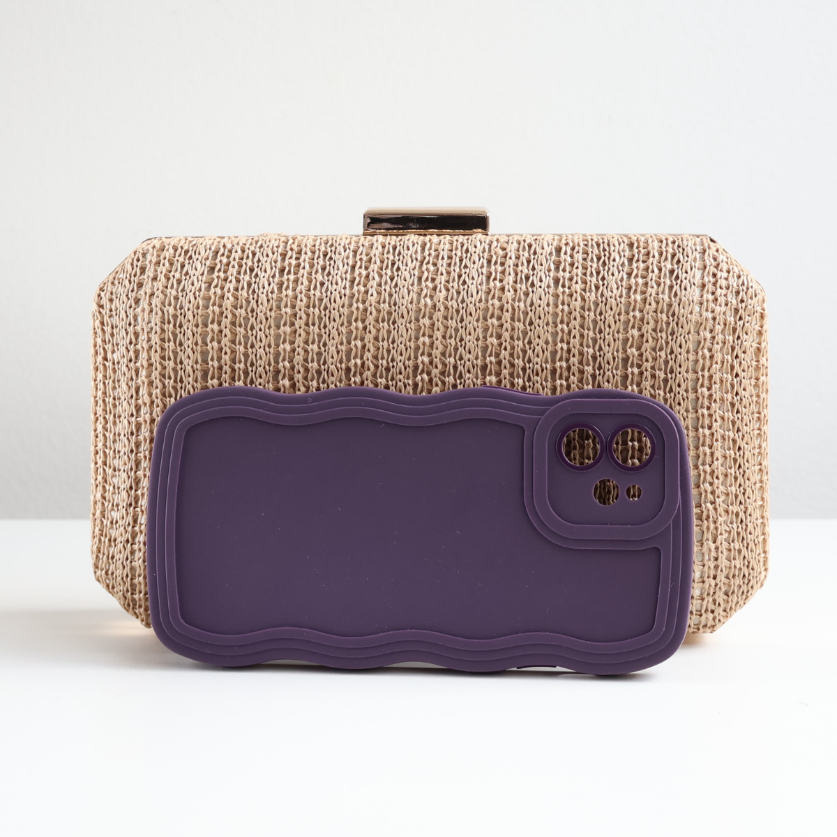 Bolsa Clutch Festa Palha Bege