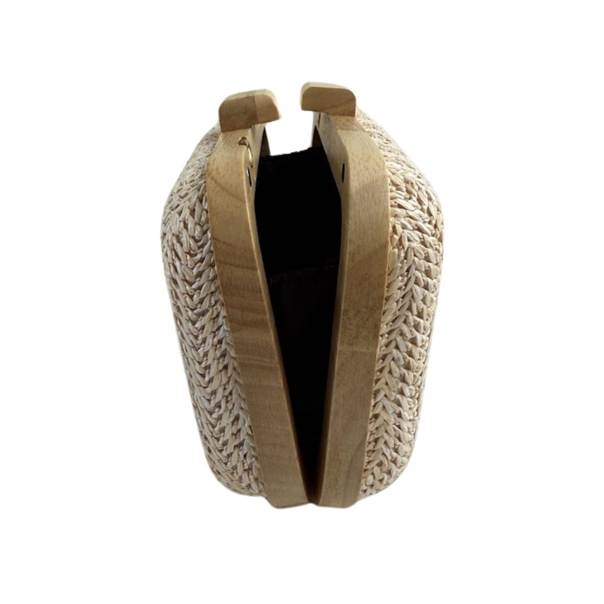 Bolsa de Festa Clutch Madeira e Palha Bege Claro