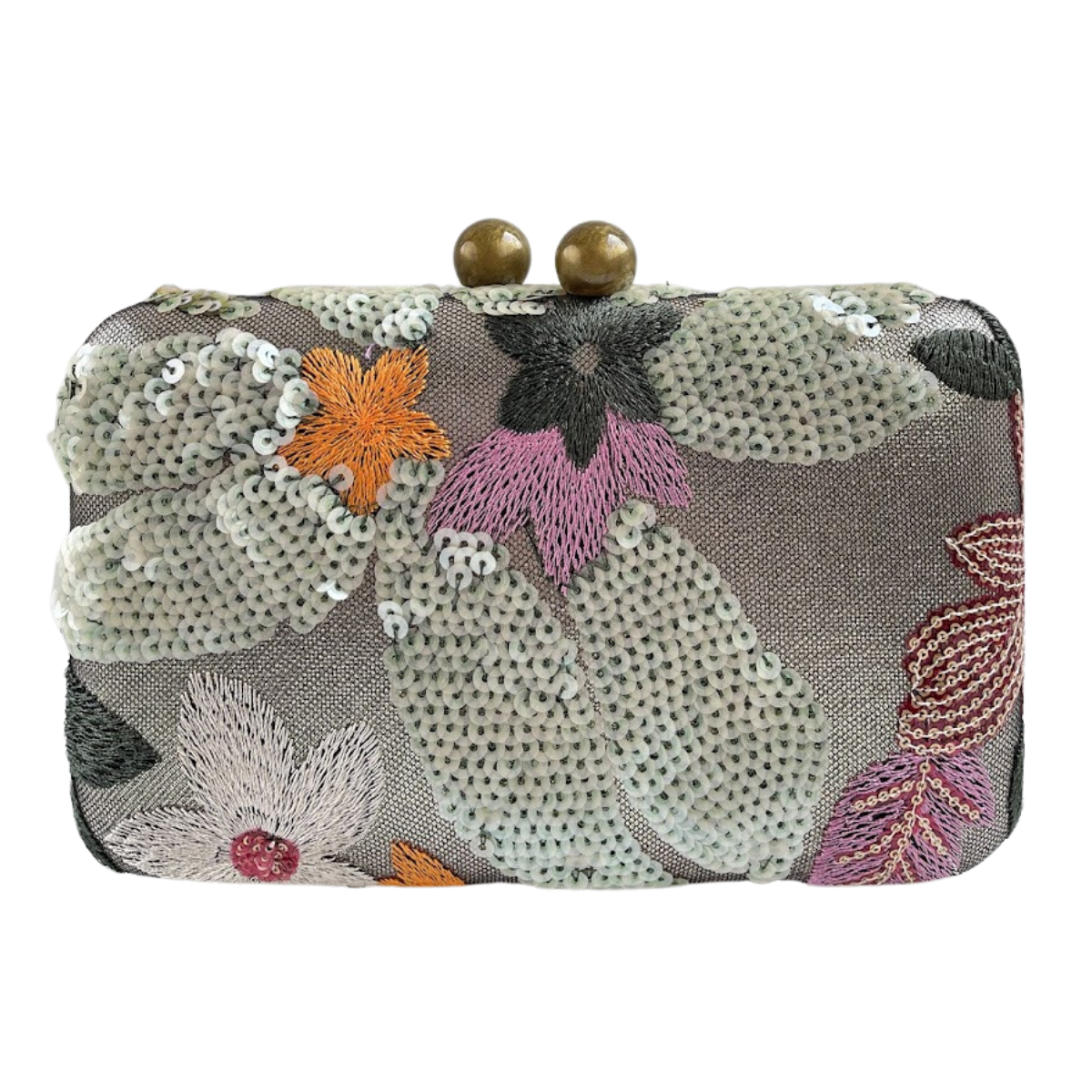 Bolsa Clutch Festa Bordada Flores Verde Claro