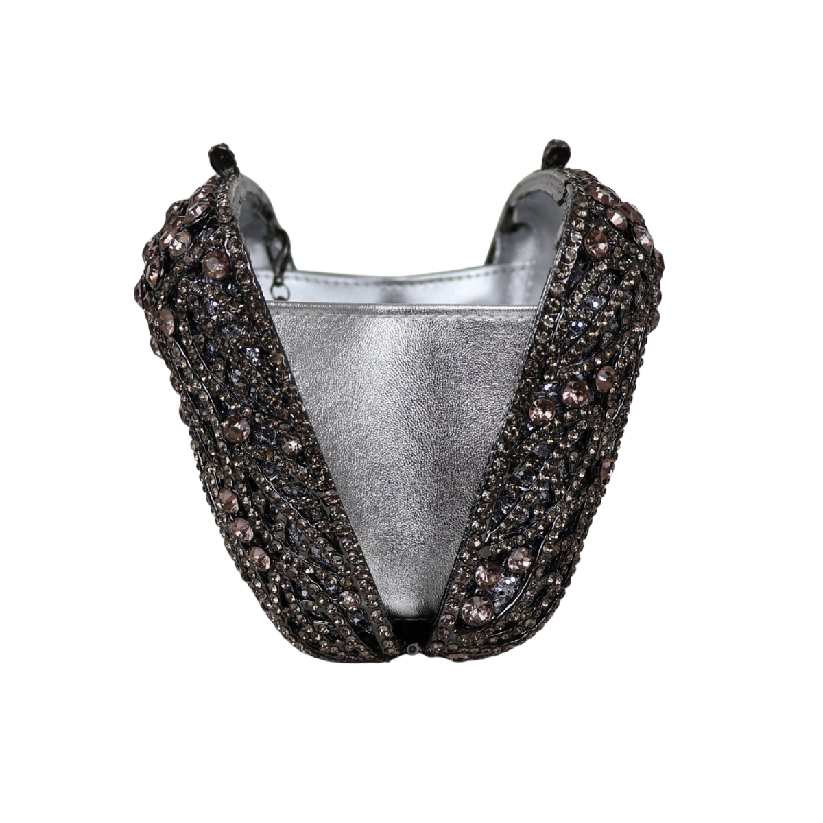 Bolsa Festa Clutch Pedraria Strass Prata Grafite