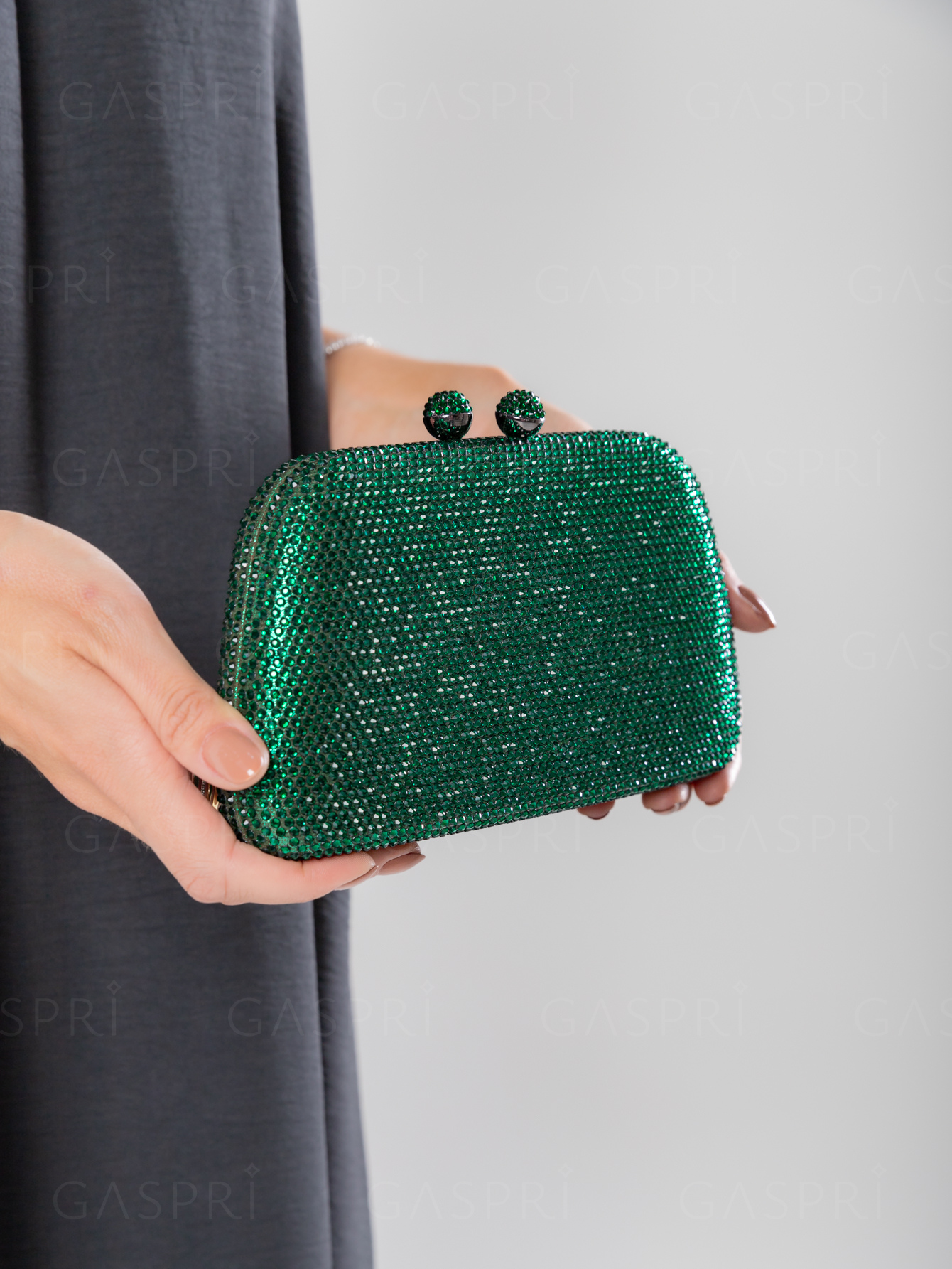 Bolsa de Festa Clutch Cristais Pedraria Verde