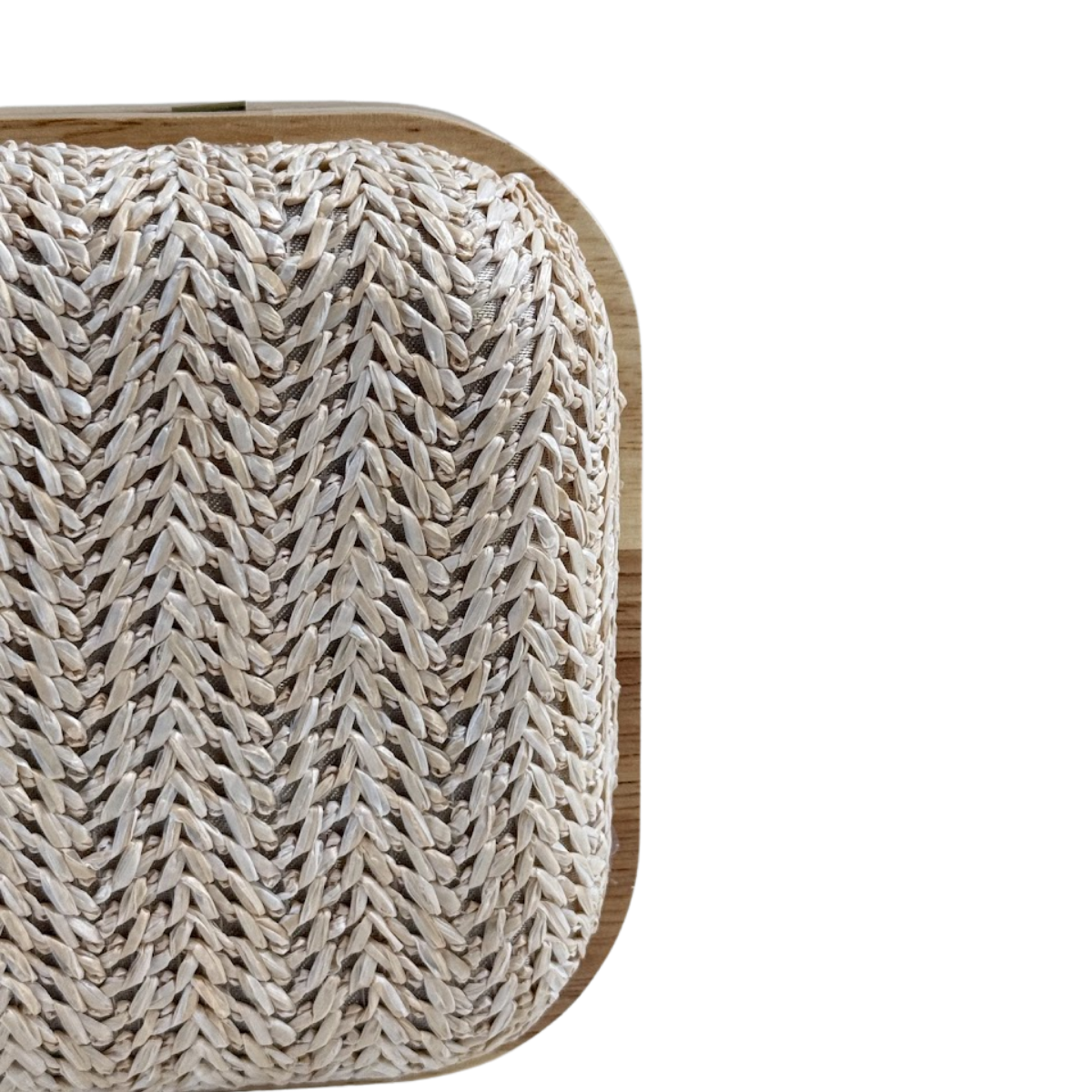 Bolsa de Festa Clutch Madeira e Palha Bege Claro