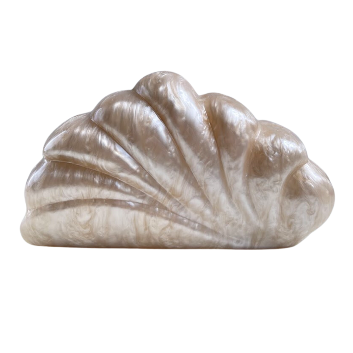 Bolsa de Festa Clutch Acrílico Perolado Concha Bege Champagne