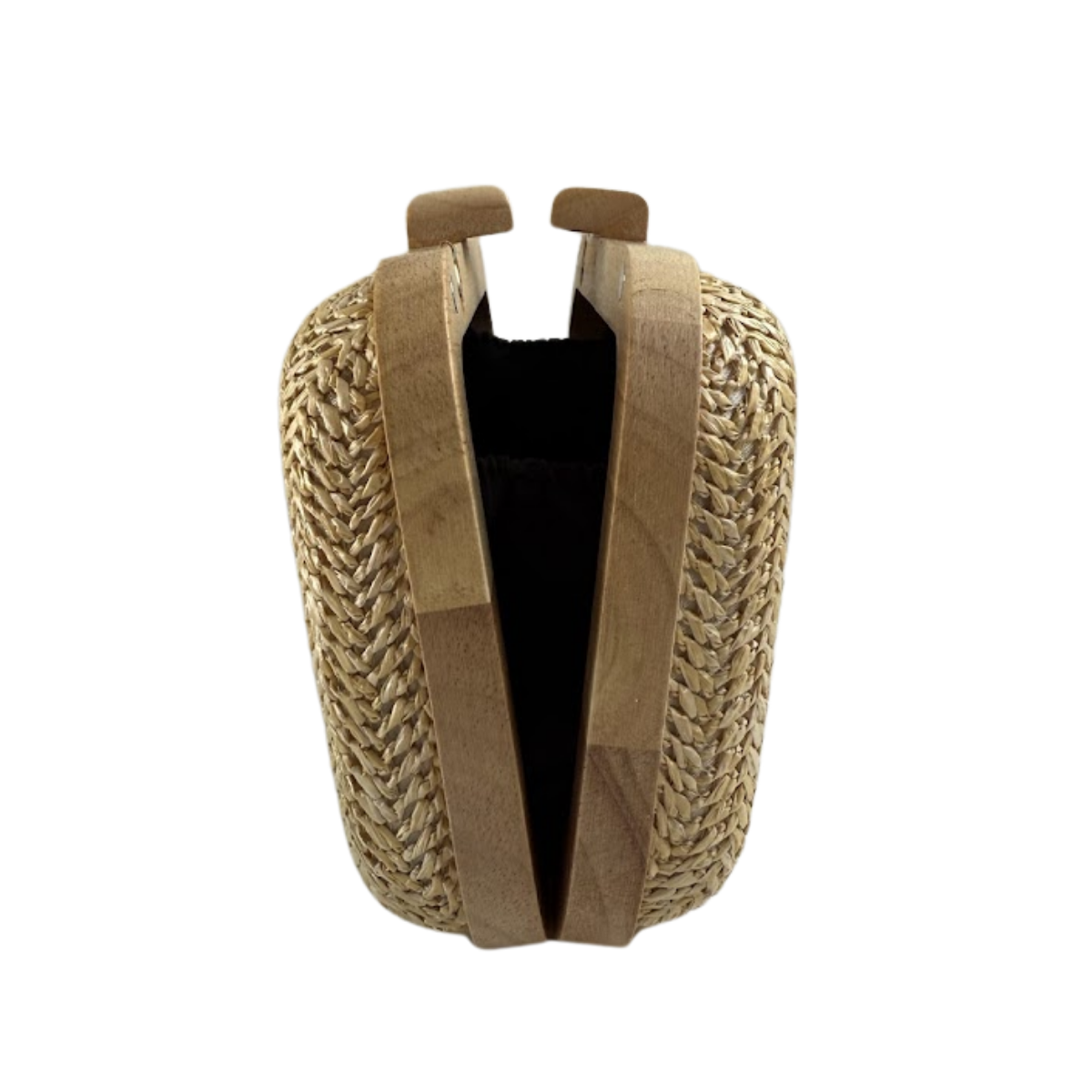 Bolsa de Festa Clutch Madeira e Palha Bege