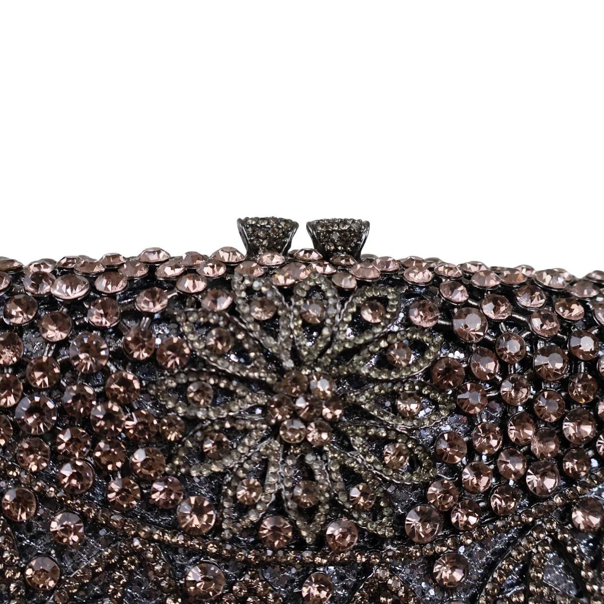 Bolsa Festa Clutch Pedraria Strass Prata Grafite