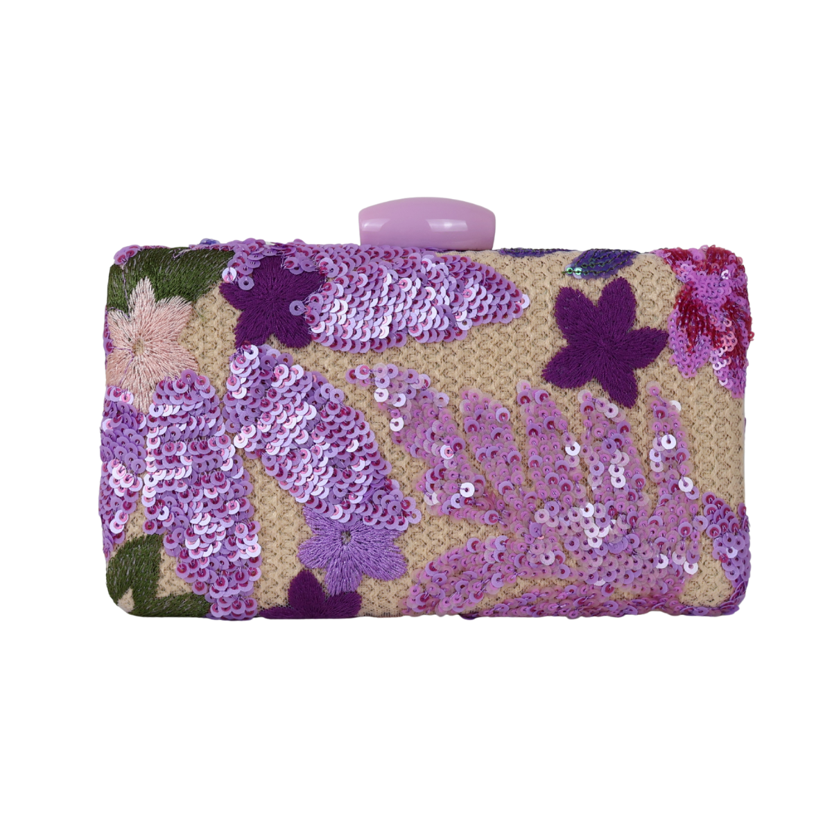 Bolsa Clutch Festa Bordada Flores Roxa