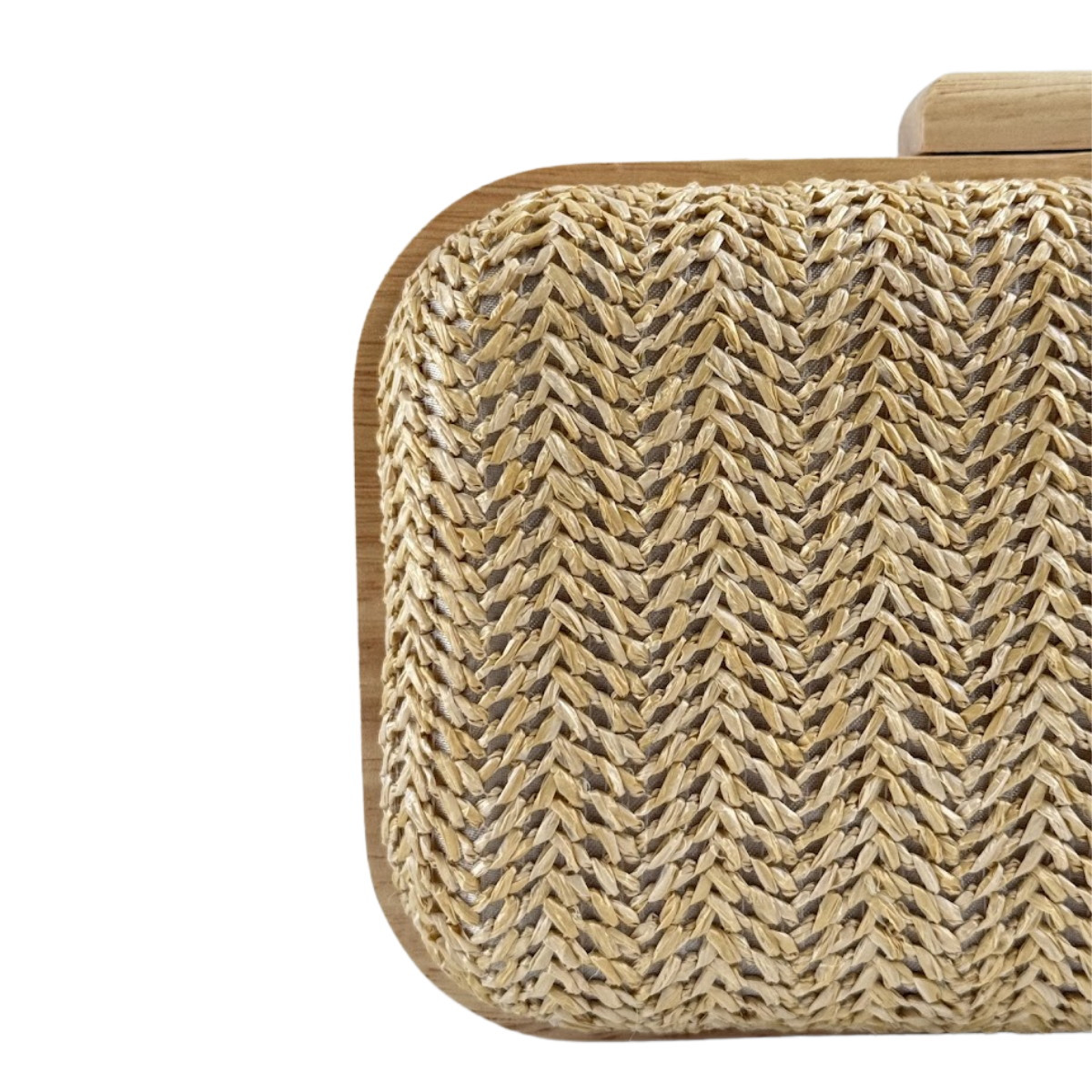 Bolsa de Festa Clutch Madeira e Palha Bege