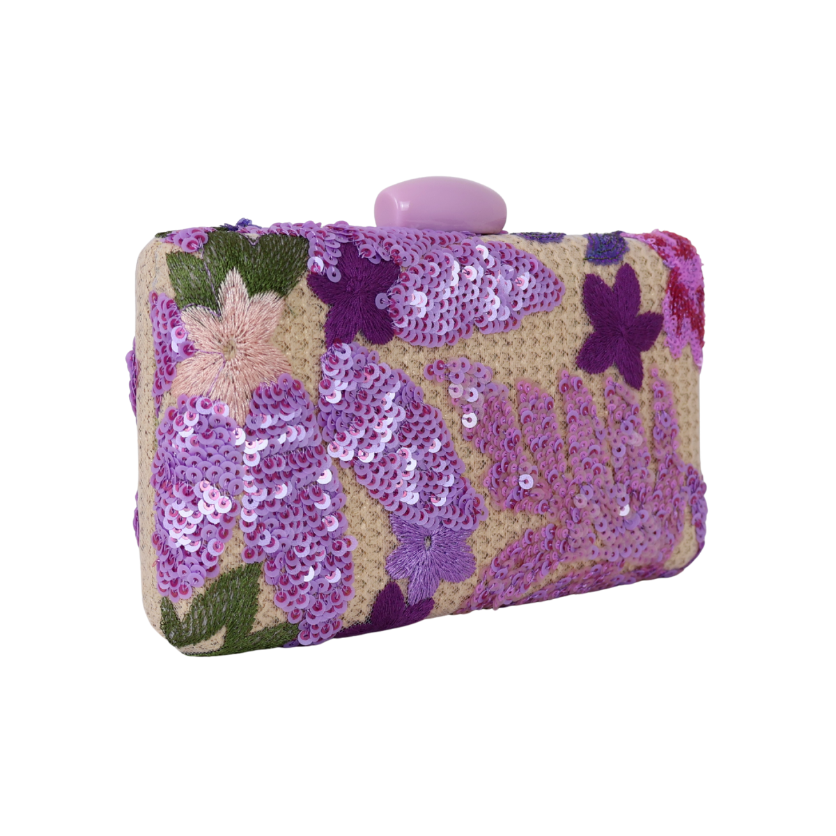 Bolsa Clutch Festa Bordada Flores Roxa