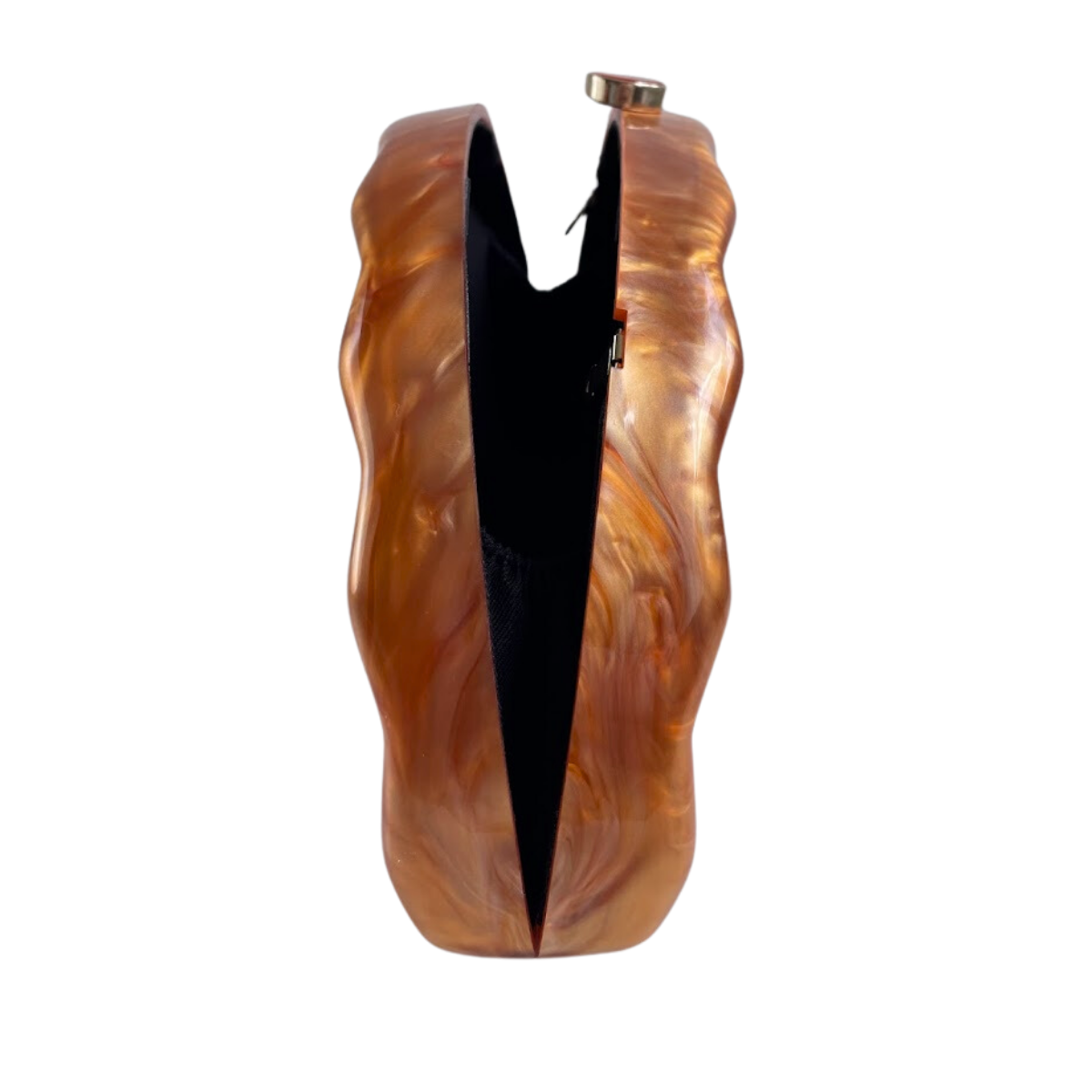 Bolsa de Festa Clutch Acrílico Perolado Meia Lua Laranja