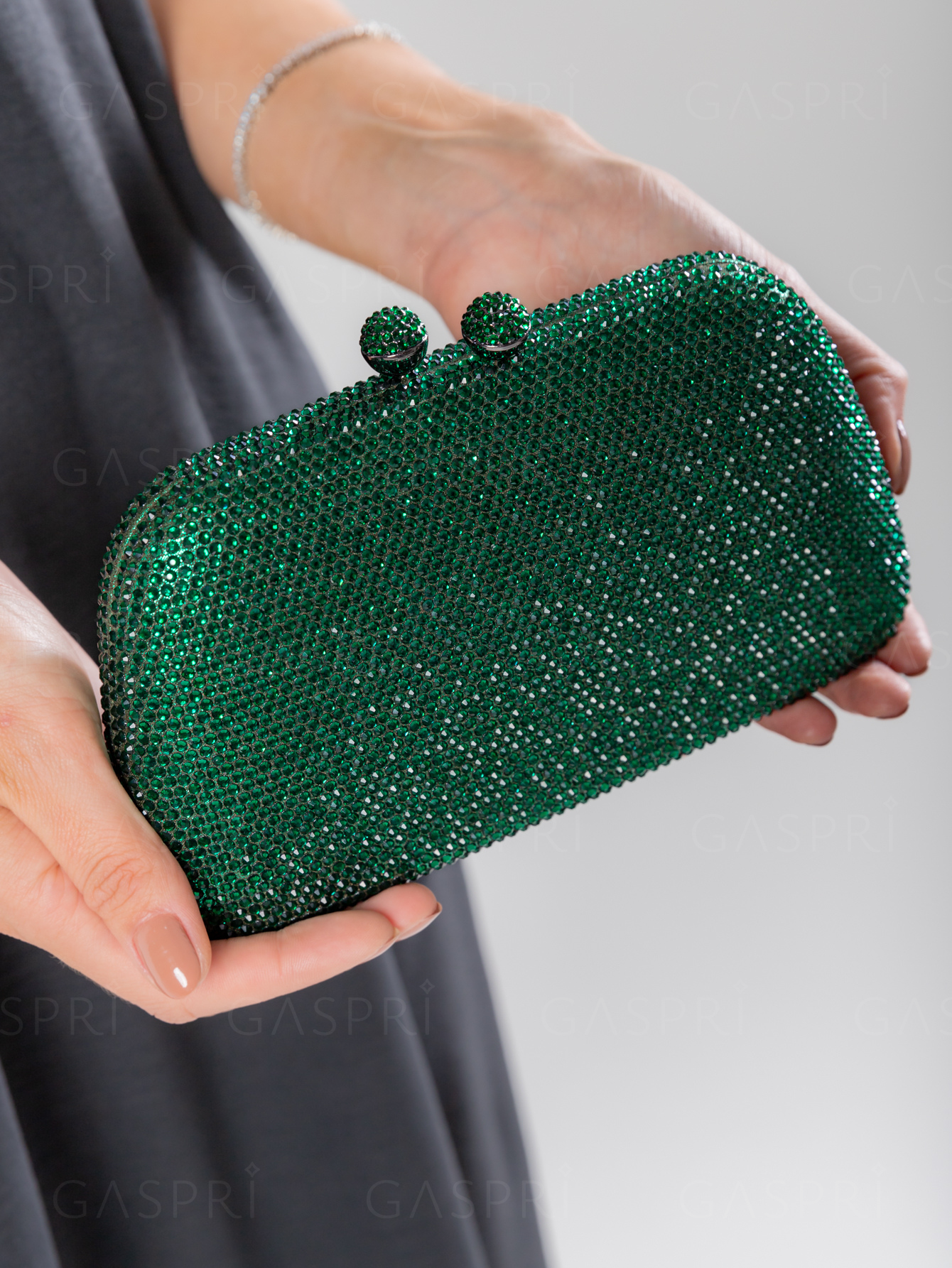 Bolsa de Festa Clutch Cristais Pedraria Verde