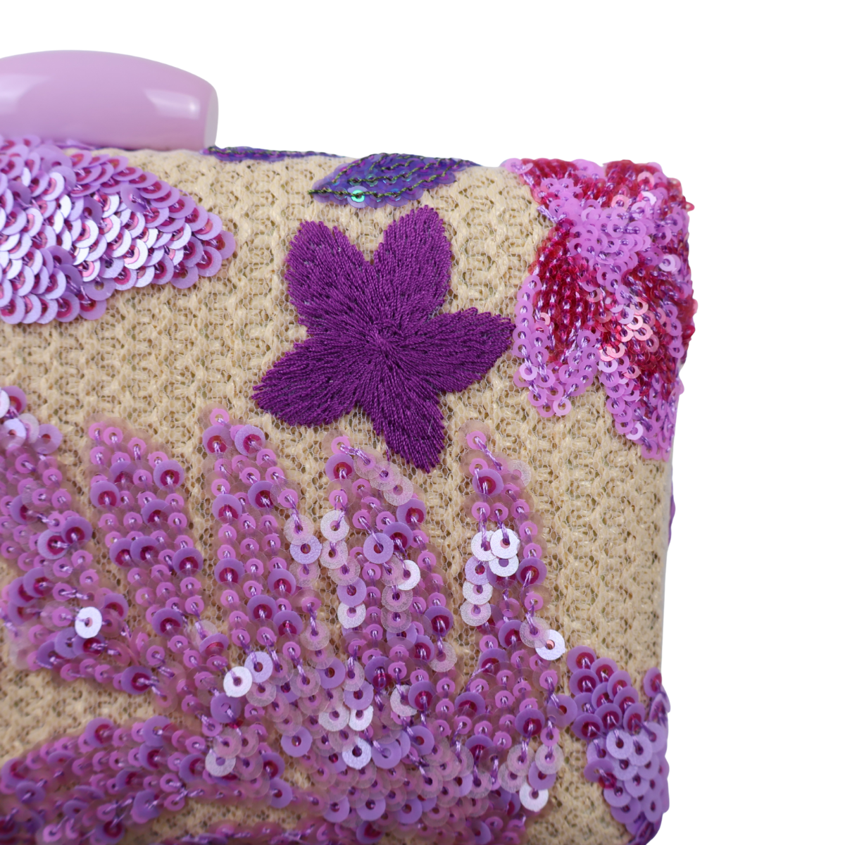 Bolsa Clutch Festa Bordada Flores Roxa