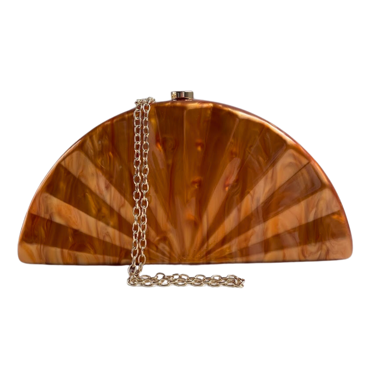 Bolsa de Festa Clutch Acrílico Perolado Meia Lua Laranja
