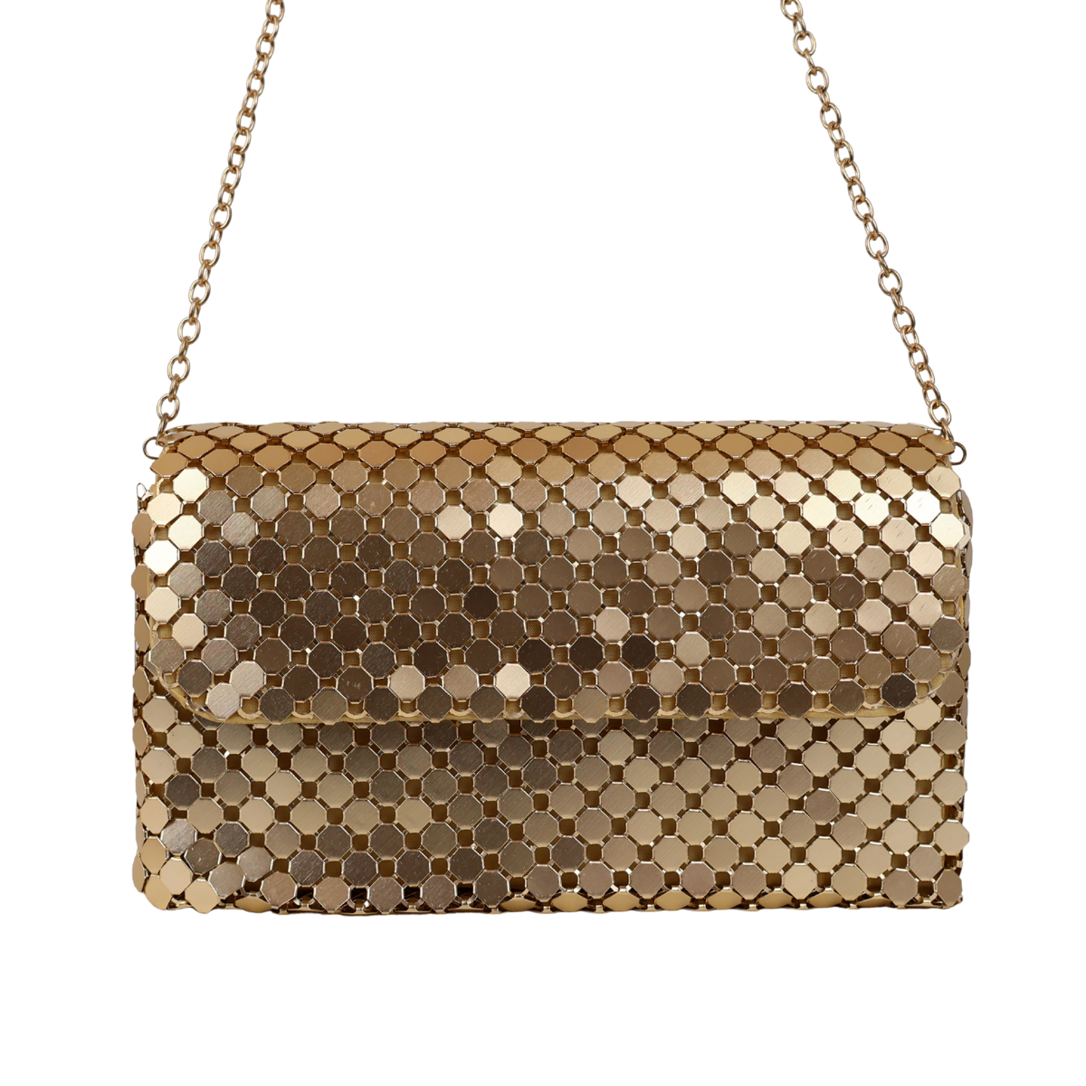 Bolsa de Festa Clutch Carteira Placa Metalizada Dourada - ReUse