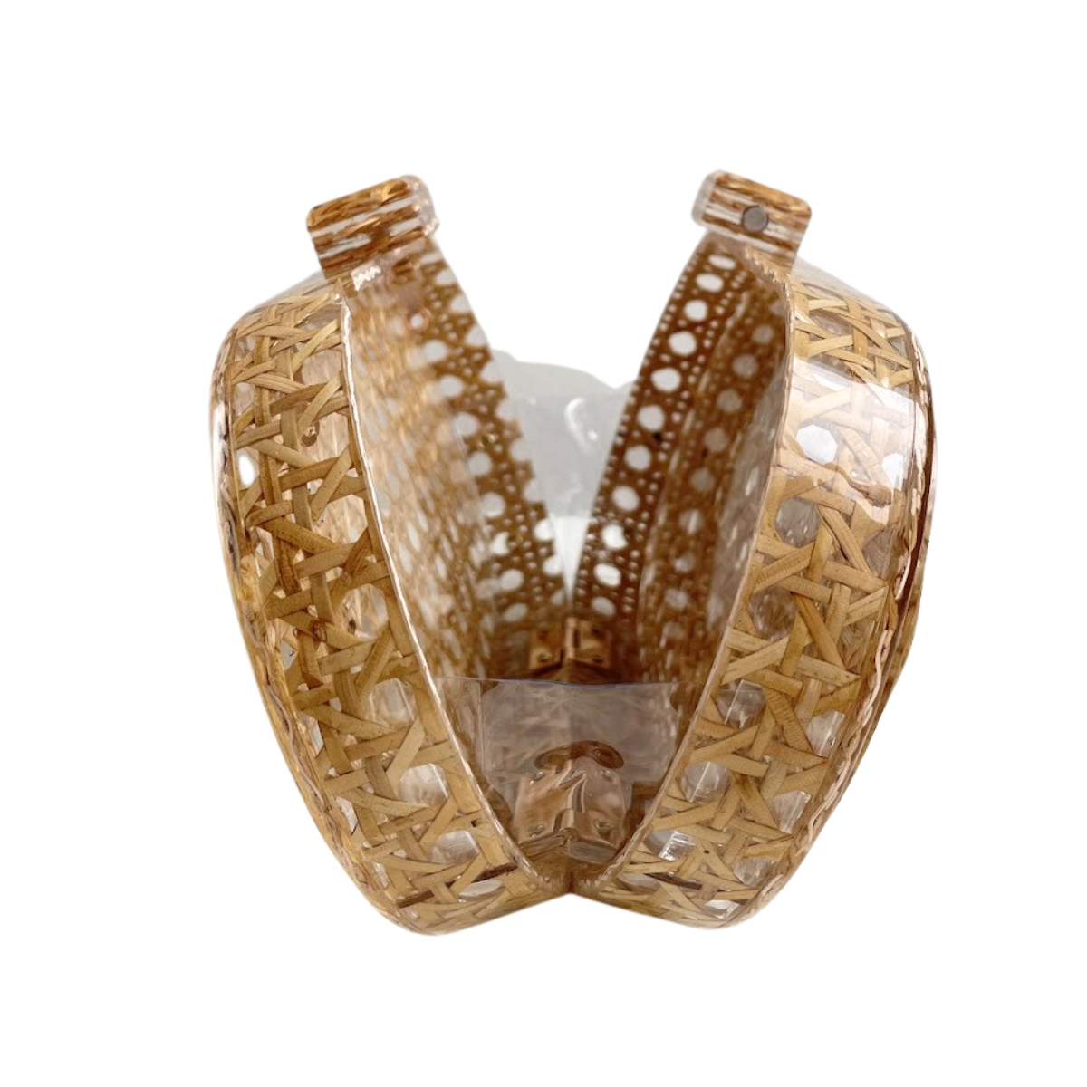 Bolsa Festa Clutch Oval Acrílico e Palha da Índia