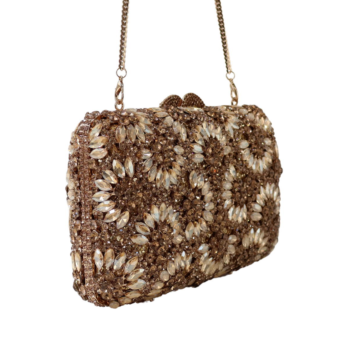 Bolsa Festa Clutch Pedraria Strass Dourada