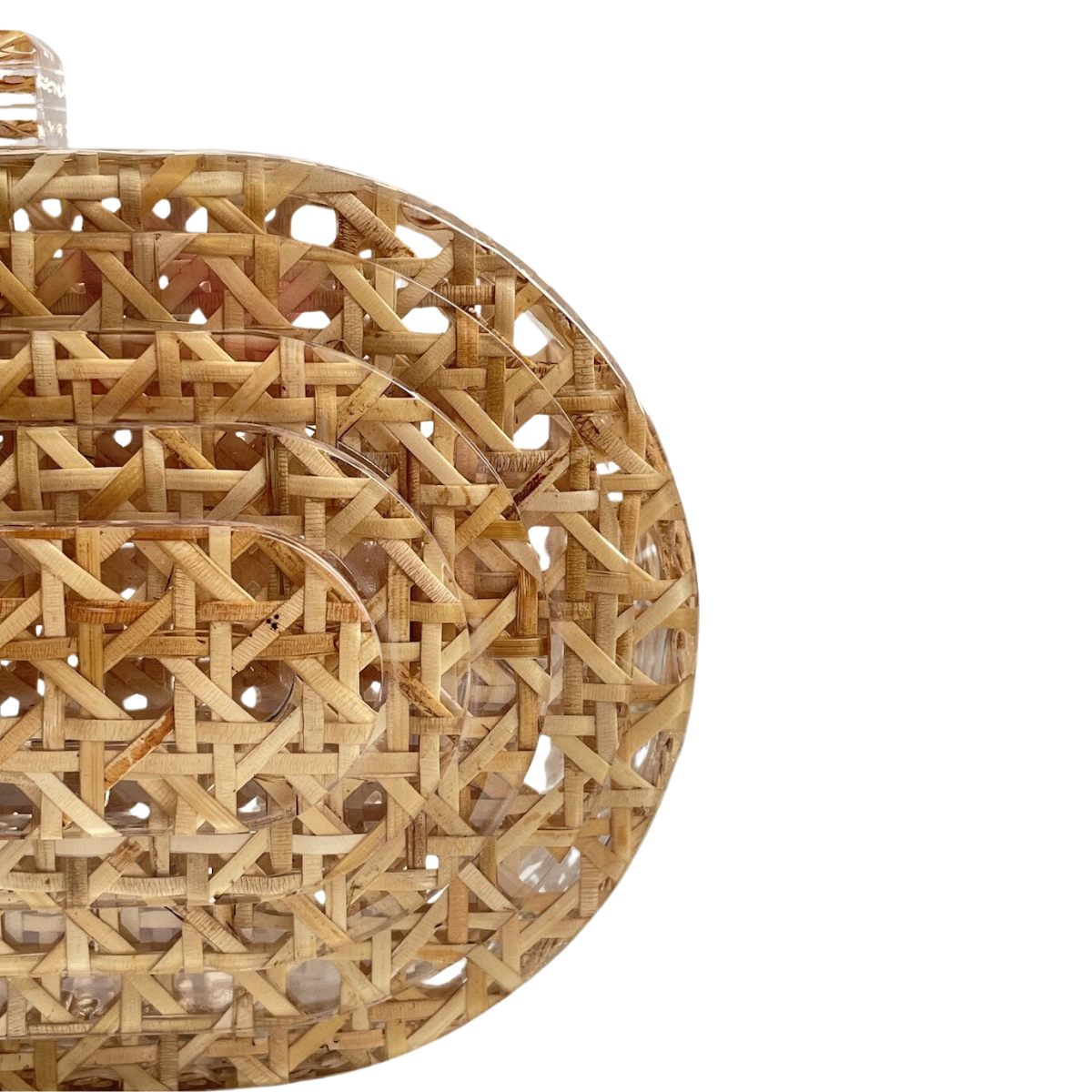 Bolsa Festa Clutch Oval Acrílico e Palha da Índia