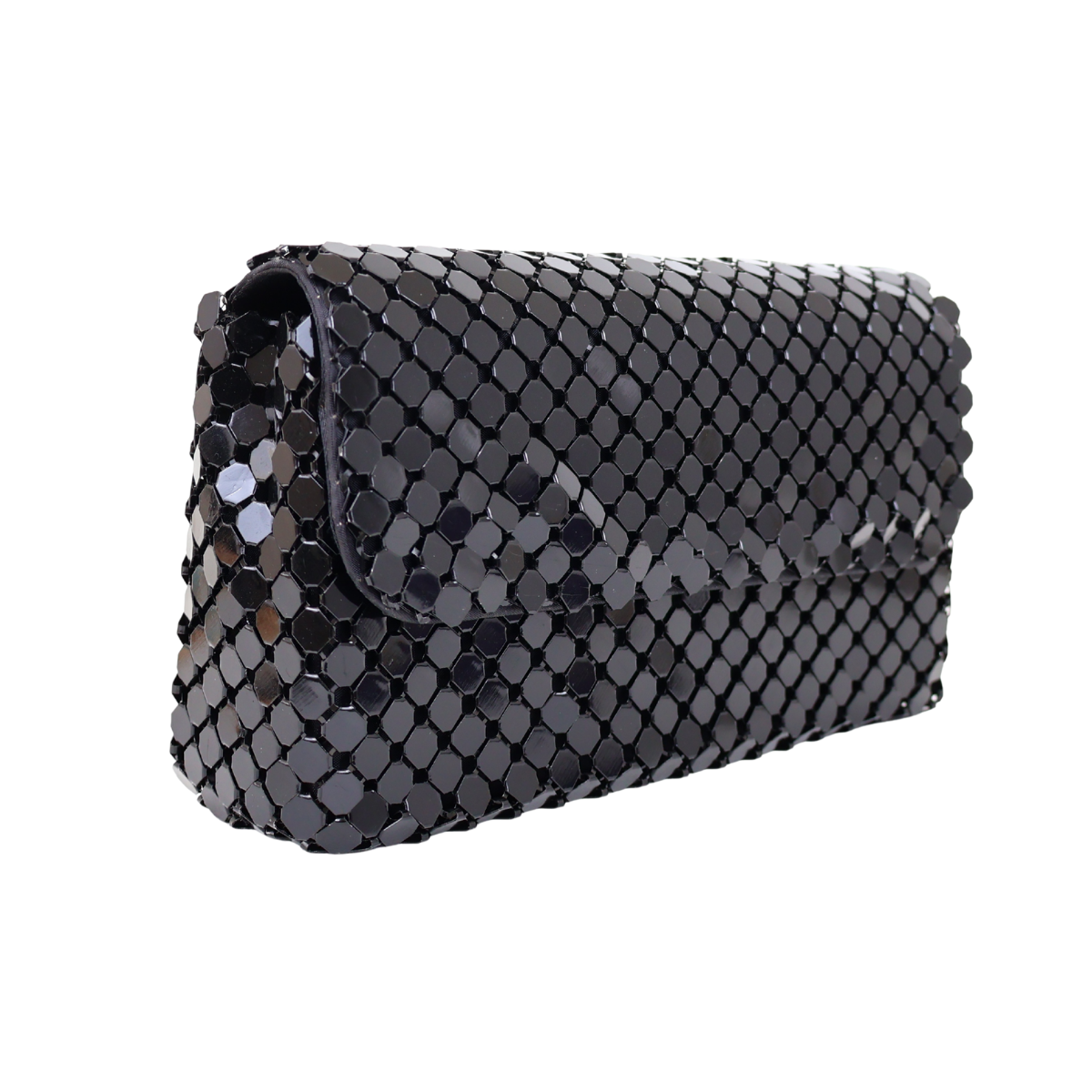 Bolsa de Festa Clutch Carteira Placa Metalizada Preta